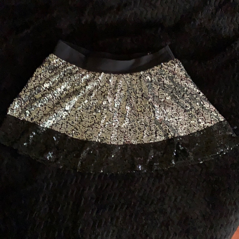 Girls Justice Black and Silver Sequin Skort